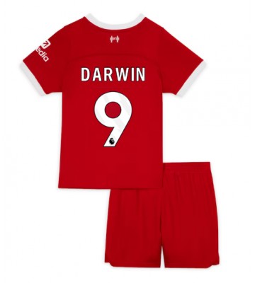 Lacne Dětský Futbalové dres Liverpool Darwin Nunez #9 2023-24 Krátky Rukáv - Domáci (+ trenírky)